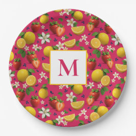 Plato De Papel Patrón de fresa y limón frescos