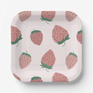 Plato De Papel Patrón de fresas frescas