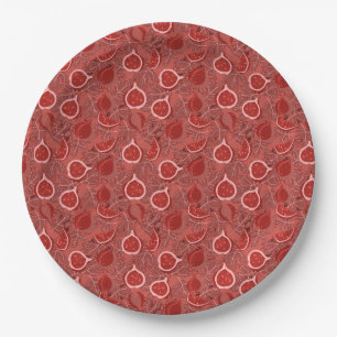 Plato De Papel Patrón de fruta de higo rojo hermoso