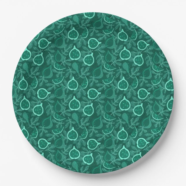 Plato De Papel Patrón de fruta de higo verde hermoso (Anverso)