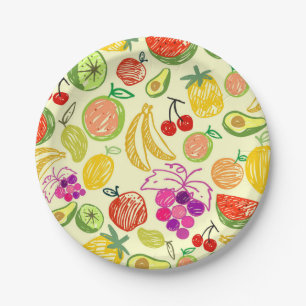 Plato De Papel Patrón de frutas