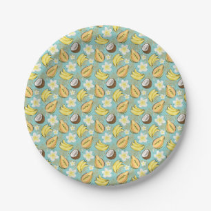 Plato De Papel Patrón de frutas tropicales de verano