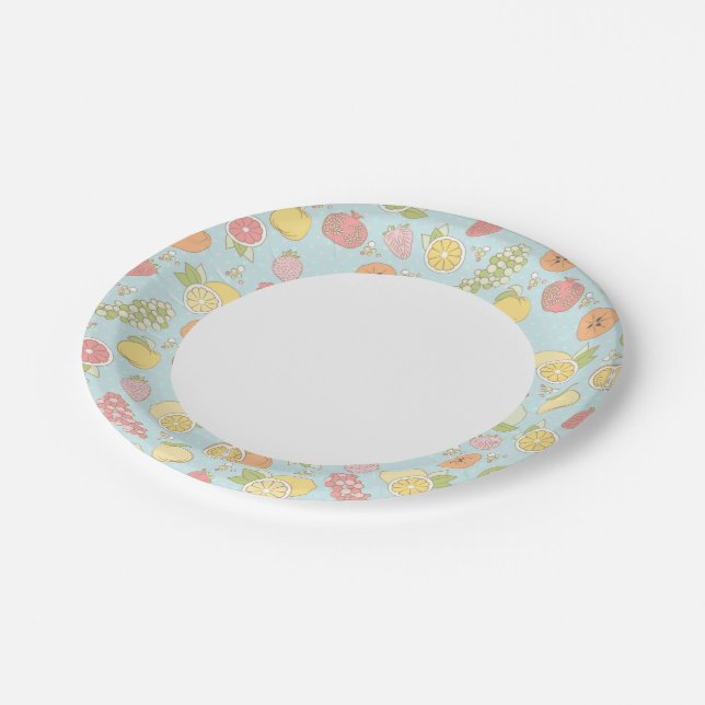 Plato De Papel Patrón De Frutas Y Bayas (Angular)