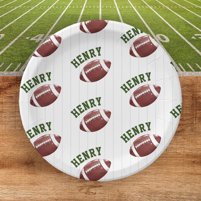 Plato De Papel Patrón de fútbol primer año y primer cumpleaños (First year down - paper plates)