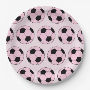 Plato De Papel Patrón de futbol rosado moderno