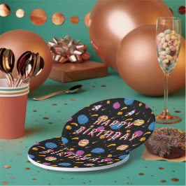 Plato De Papel Patrón de galaxia de viajes de nave espacial