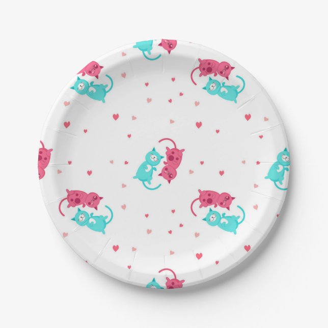 Plato De Papel Patrón de gato (Anverso)