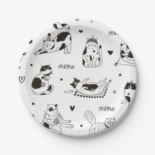 Plato De Papel Patrón de gato