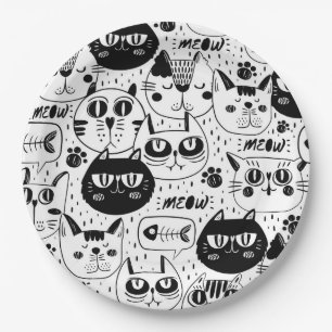Plato De Papel Patrón de gato