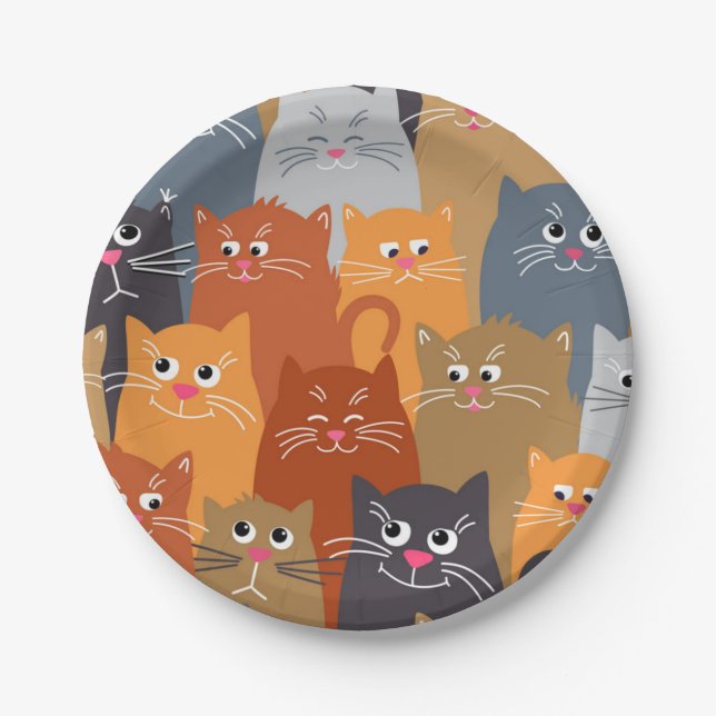 Plato De Papel Patrón de gato (Anverso)