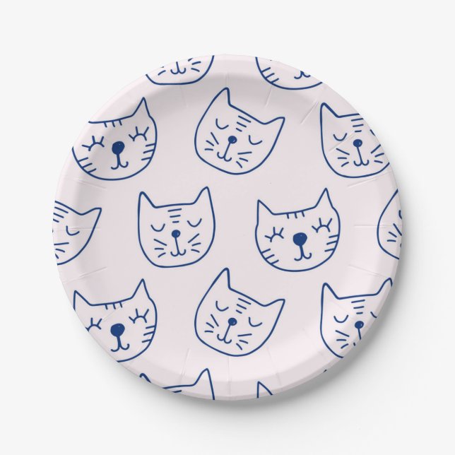 Plato De Papel Patrón de gato (Anverso)