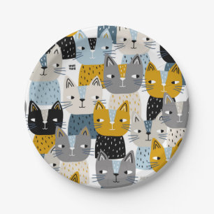 Plato De Papel Patrón de gato