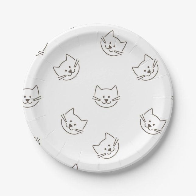 Plato De Papel Patrón de gato (Anverso)