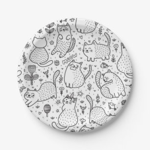 Plato De Papel Patrón de gato