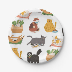 Plato De Papel Patrón de gato