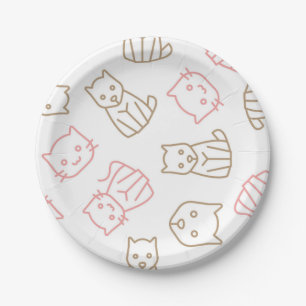 Plato De Papel Patrón de gato