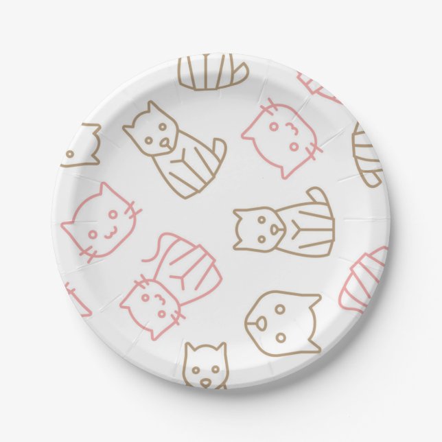 Plato De Papel Patrón de gato (Anverso)