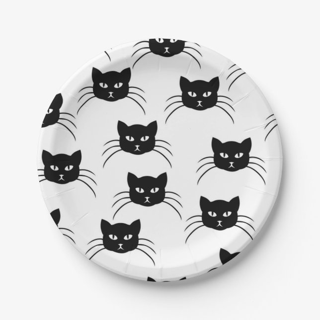 Plato De Papel Patrón de gato (Anverso)