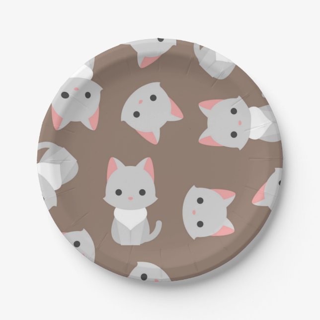 Plato De Papel Patrón de gato (Anverso)