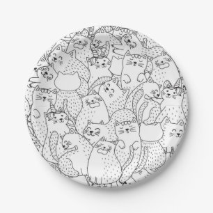 Plato De Papel Patrón de gato