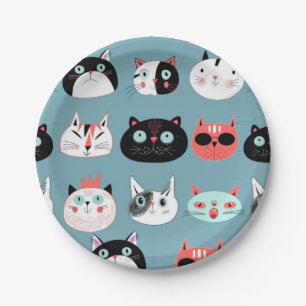Plato De Papel Patrón de gato