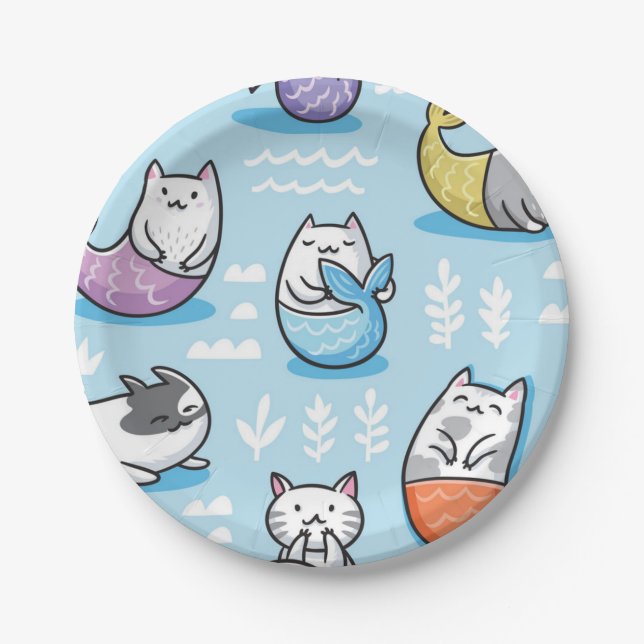 Plato De Papel Patrón de gato (Anverso)