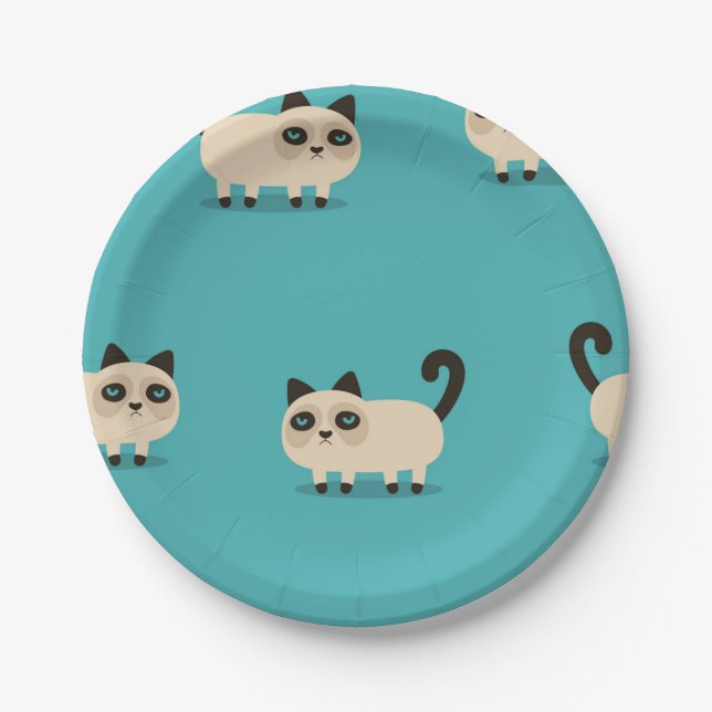 Plato De Papel Patrón de gato (Anverso)