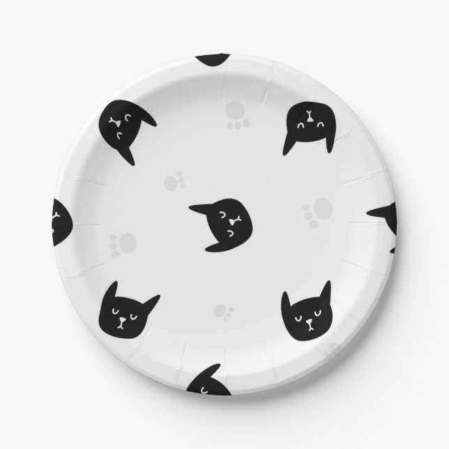 Plato De Papel Patrón de gato (Anverso)