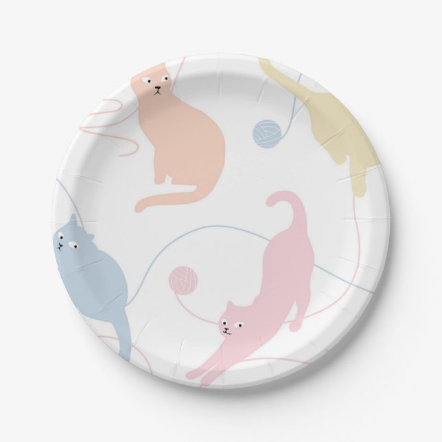 Plato De Papel Patrón de gato (Anverso)
