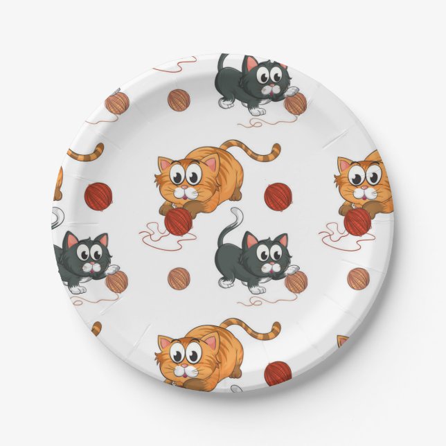 Plato De Papel Patrón de gato (Anverso)