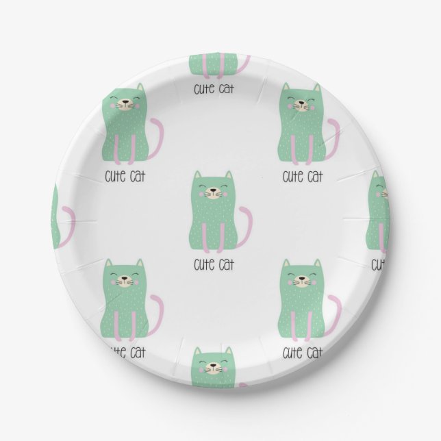 Plato De Papel Patrón de gato (Anverso)