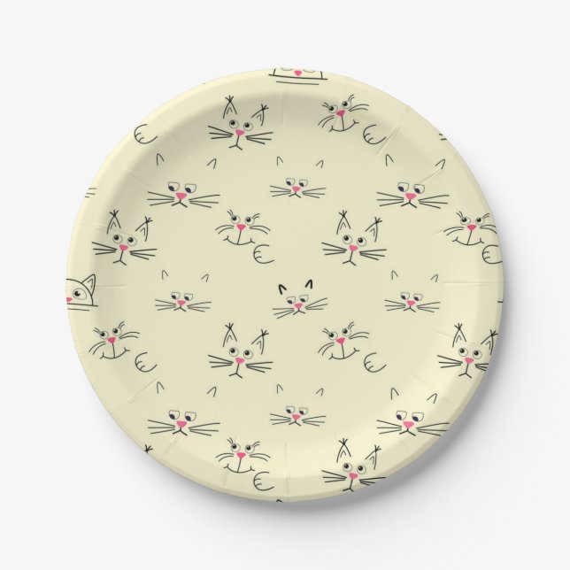 Plato De Papel Patrón de gato (Anverso)
