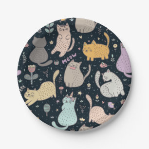 Plato De Papel Patrón de gato