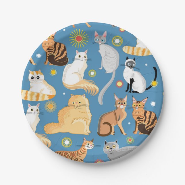 Plato De Papel Patrón de gato (Anverso)