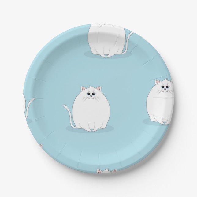 Plato De Papel Patrón de gato (Anverso)