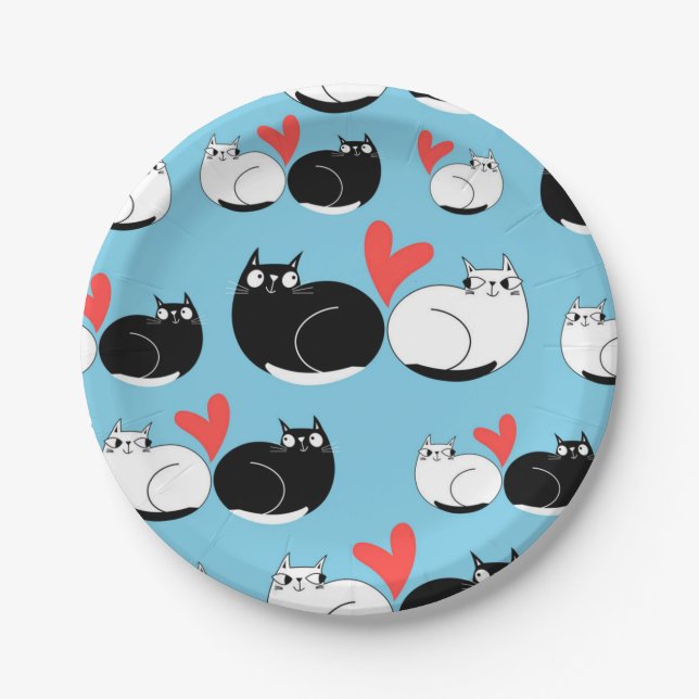 Plato De Papel Patrón de gato (Anverso)