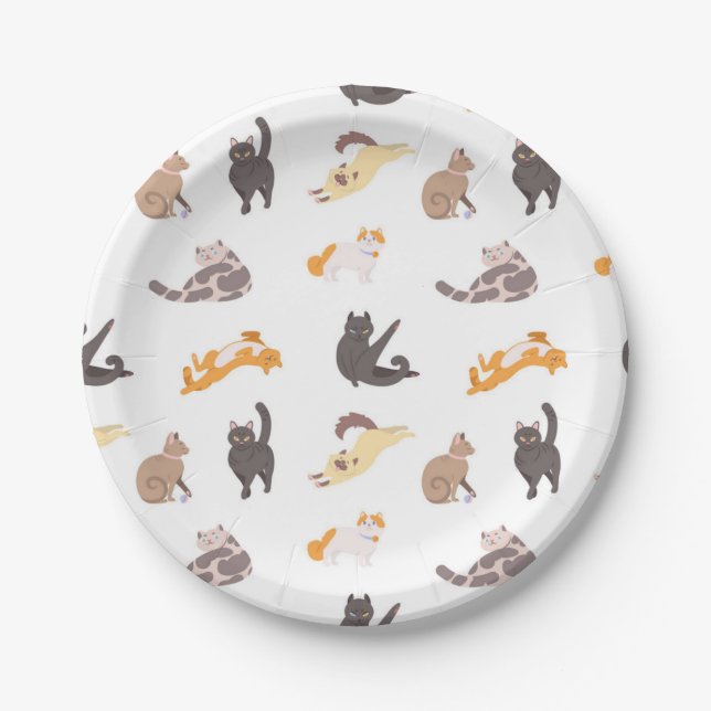 Plato De Papel Patrón de gato (Anverso)