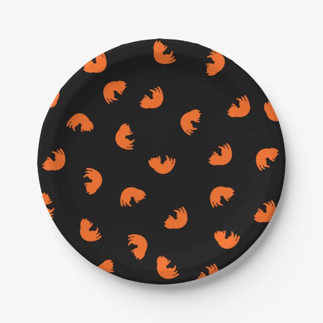 Plato De Papel Patrón de gato naranja (Anverso)