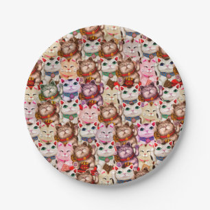 Plato De Papel Patrón de gatos Maneki-neko