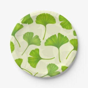 Plato De Papel Patrón de Ginkgo en blanco roto