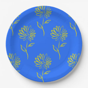 Plato De Papel Patrón de girasol amarillo