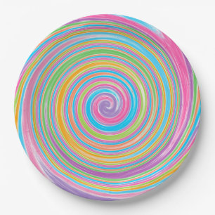 Plato De Papel Patrón de giro arco iris