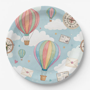 Plato De Papel Patrón de globo aerostático vintage (2)
