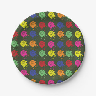 Plato De Papel Patrón de globo de Fiesta Green Paintball