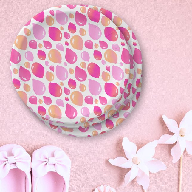 Plato De Papel Patrón de globo rosa Niña bebé Baby Shower (Subido por el creador)