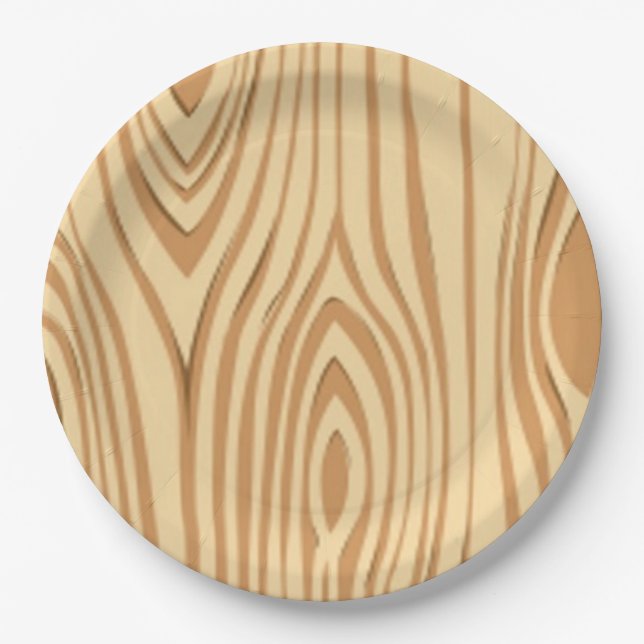 PLATO DE PAPEL PATRÓN DE GRANO DE MADERA (Anverso)