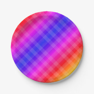 Plato De Papel Patrón de gránulos arcoiris naranja azul púrpura