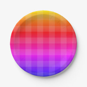 Plato De Papel Patrón de gránulos arcoiris naranja azul púrpura