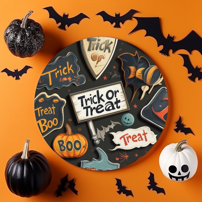 Plato De Papel Patrón de Halloween (Subido por el creador)