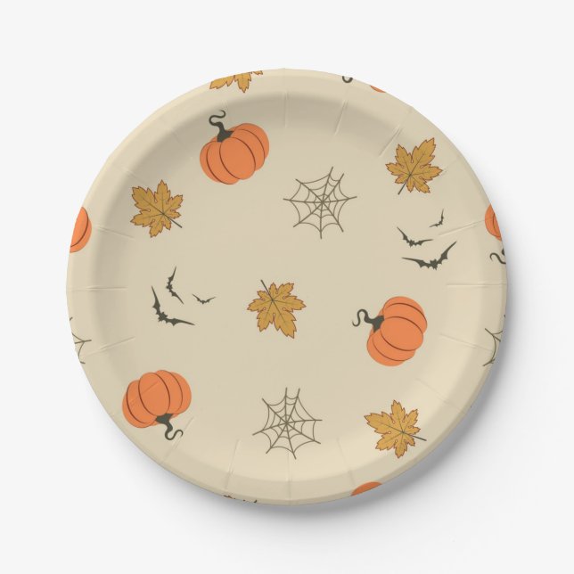 Plato De Papel Patrón de Halloween (Anverso)
